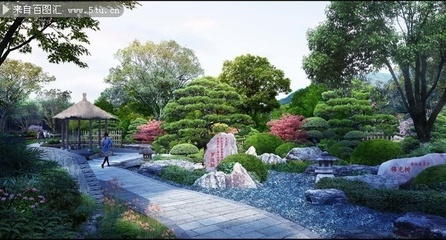 中式园林绿化效果图设计素材