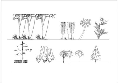 某园林景观建筑植物绿化cad设计完整立面图库